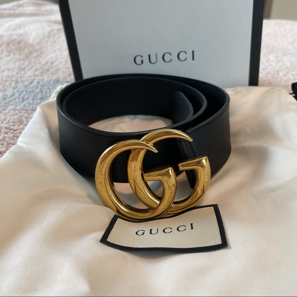 Gucci Re-Edition Wide Leather Belt Size 70